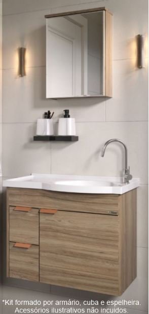 KIT CAPRI SUSPENSO + ESPELHEIRA + PIA 55,4CM NOGAL RORATO