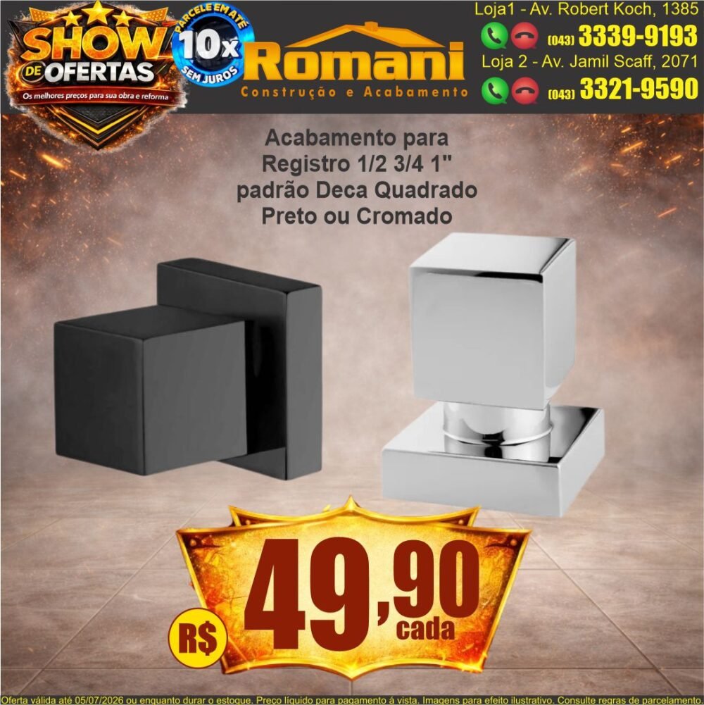 acabamento regitro black preto fosco + cromado ultra metais show de ofertas promocao
