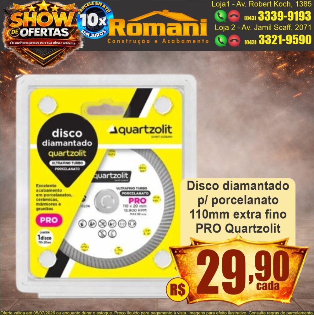 disco porcelanato extra fino pro quartzolitshow de ofertas promocao