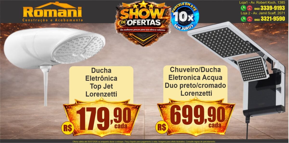 ducha eletronica top jet + chuveiro ducha acqua duo preto com cromado lorenzetti show de ofertas promocao