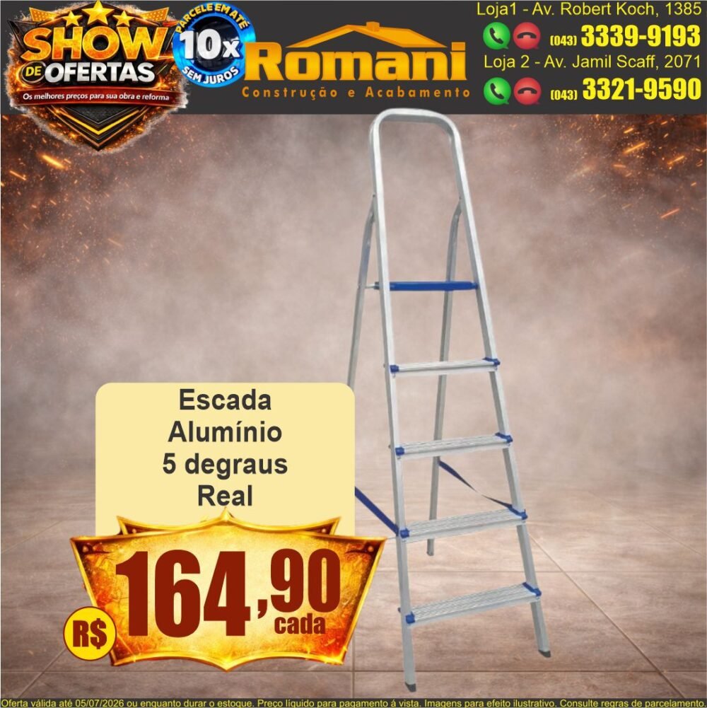escada aluminio 5 degraus real show de ofertas promocao