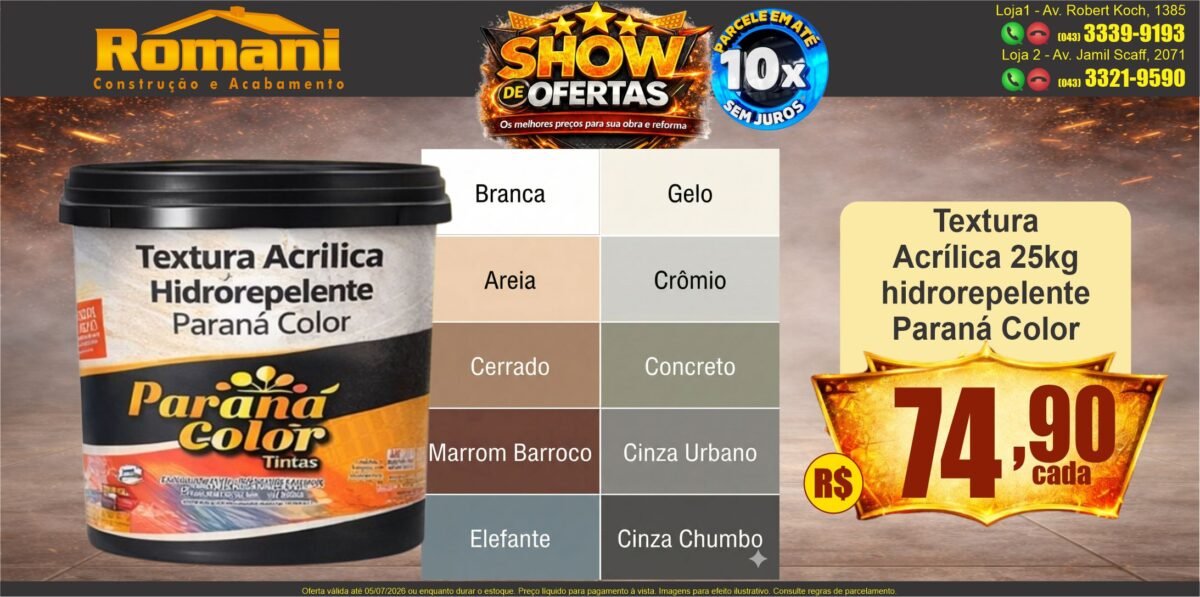 gr_textura acrilica hidrorepelente 25kg parana color show de ofertas promocao