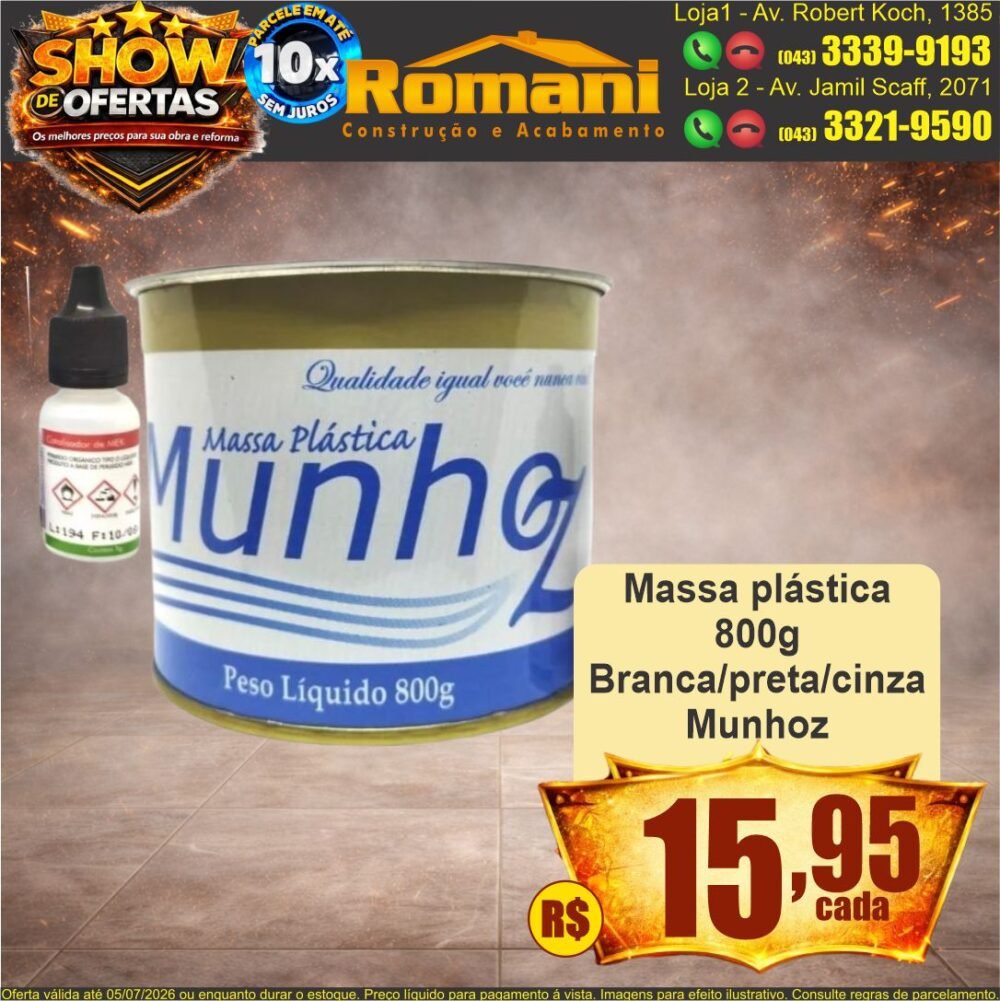 massa plastica 800g munhoz show de ofertas promocao