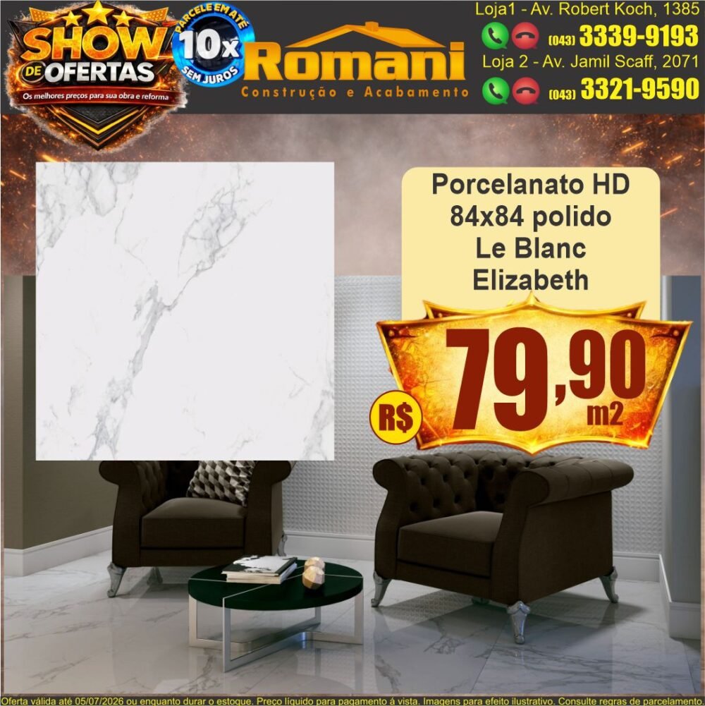 porcelanto le blanc 84x84 polido elizabeth show de ofertas promocao