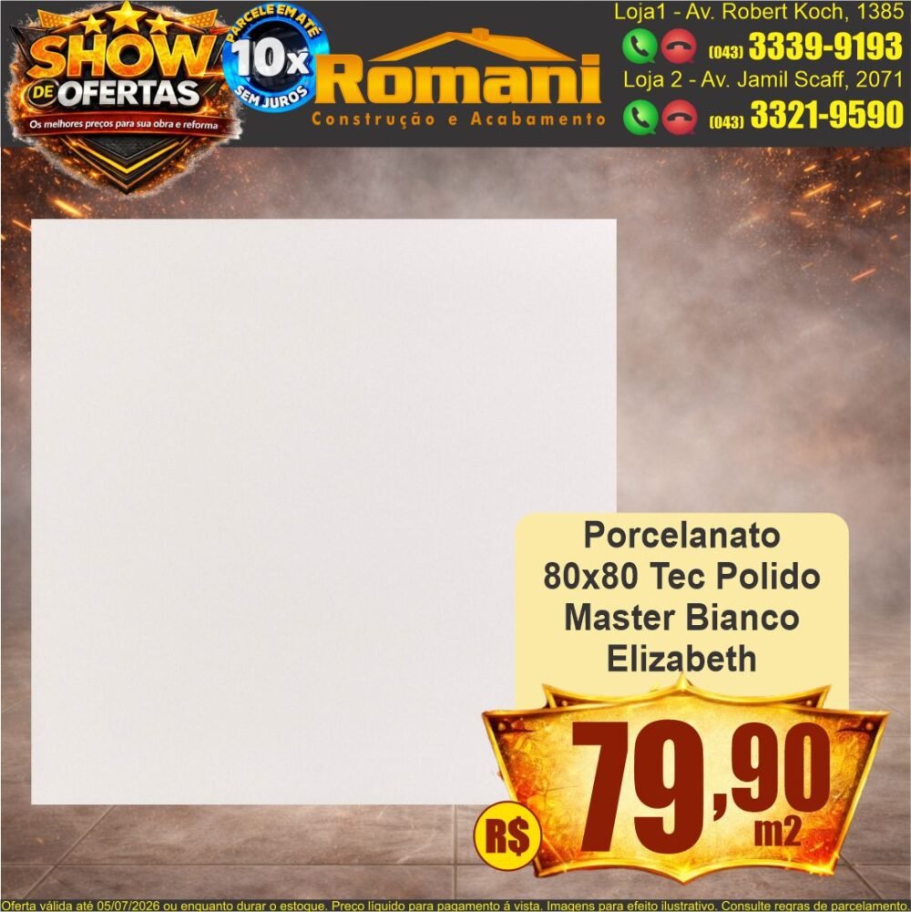 porcelanto tec master bianco polido 80x80 elizabeth show de ofertas promocao